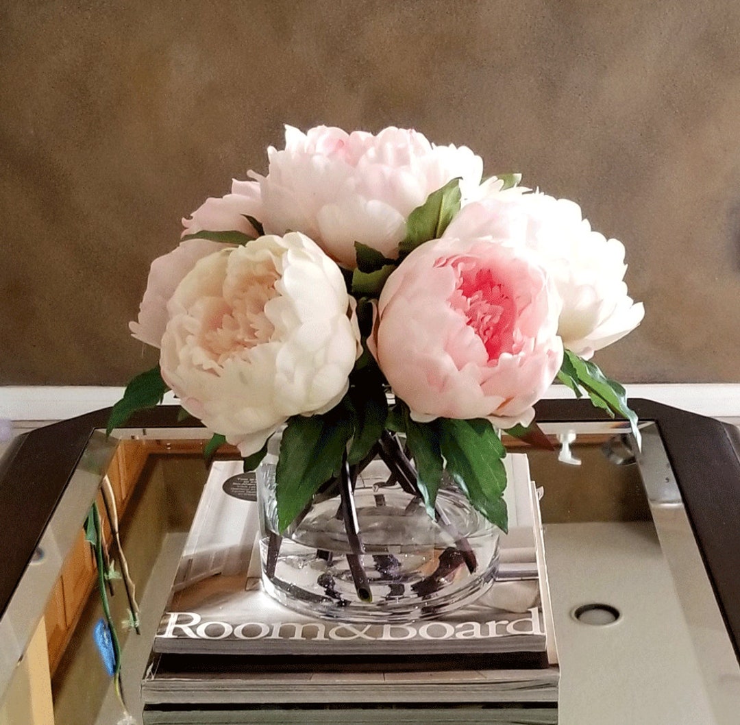 Large Pink Artificial Flowers Arrangement-large Size Real Touch Peonies ...