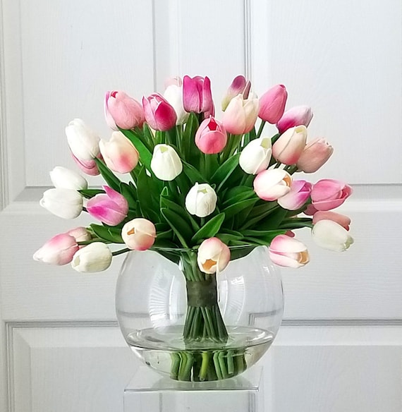 Table Centerpiece-Pink/White Real Touch Flowers Table | Etsy