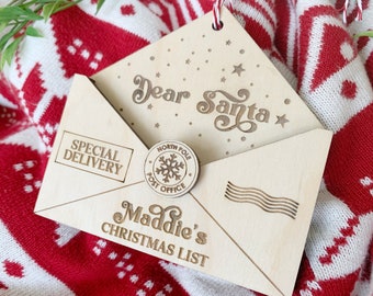 Letter to Santa ornament, Christmas list for Santa ornament, letter to Santa personalized ornament, Christmas keepsake, kids Christmas gift