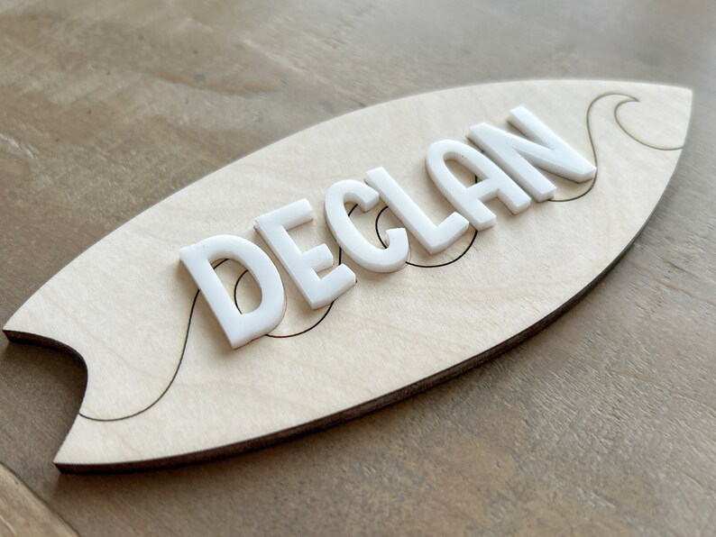 Surf Board Baby Name Sign, Surf Board Newborn Name Sign, Surfboard Baby ...