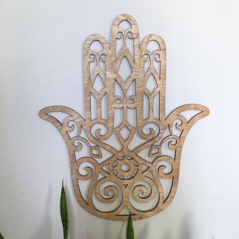 Hamsa wall art wooden hamsa wall hanging Hamsa protective Etsy