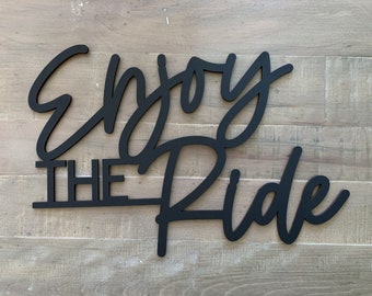 Enjoy the ride wood cutout sign, enjoy the ride sign, cycling room sign, cycling room wall decor, cycling wall art, gift for cyclist