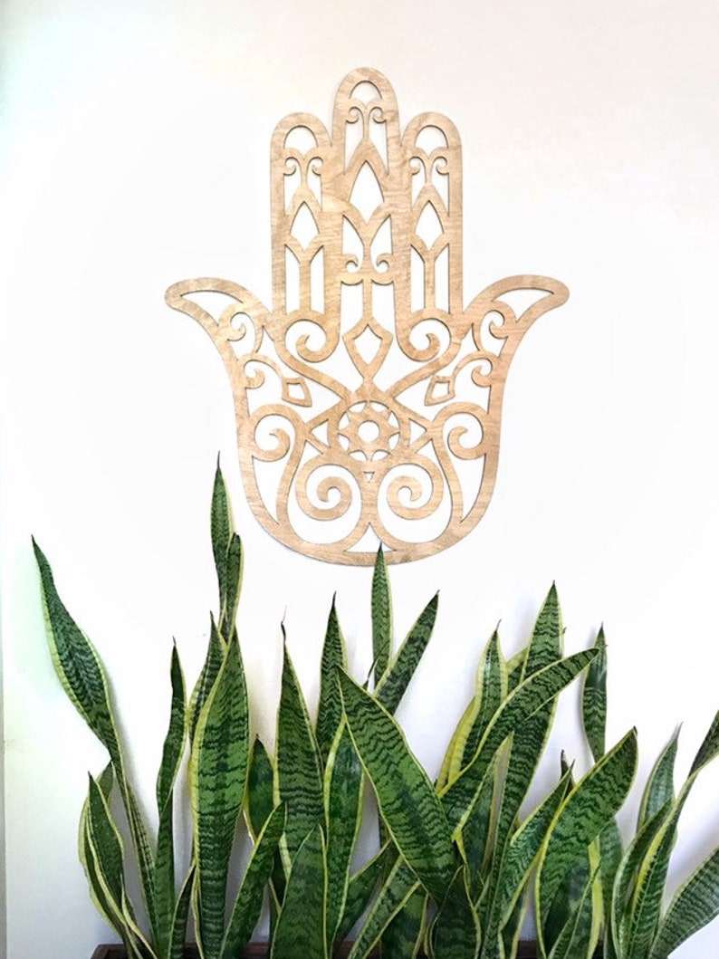 Hamsa wall art wooden hamsa wall hanging Hamsa protective Etsy