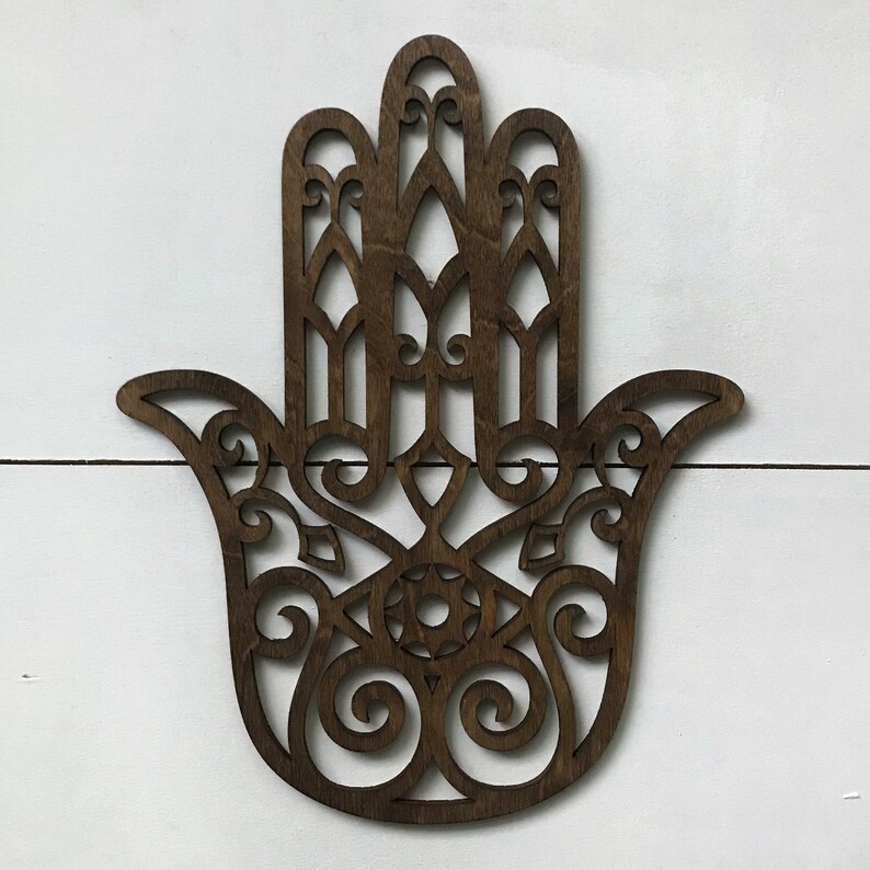 Hamsa wall art wooden hamsa wall hanging Hamsa protective Etsy