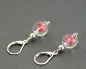 Natural White Crystal Cherry Blossom Earrings, Sterling Silver Earrings