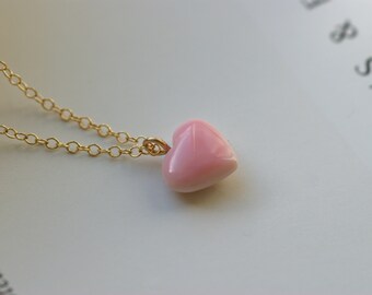 12 PCS PINK CONCH CONCHO SHELL HEART CHARM PENDANTS 1/" #3066