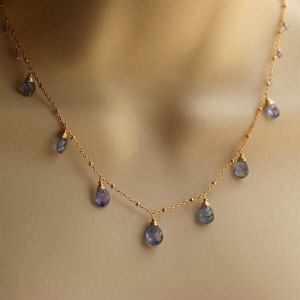 Tanzanite Necklace, Blue purple gemstone Necklace, December Birthstone