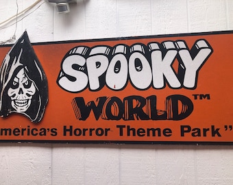 Spookyworld Halloween Themepark sign