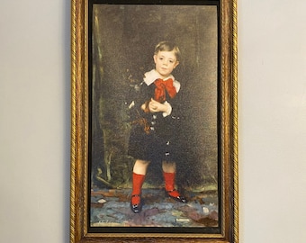 Klassieke kunst jongensportret, giclee op doek, John Singer Sargent, vintage verguld houten lijst