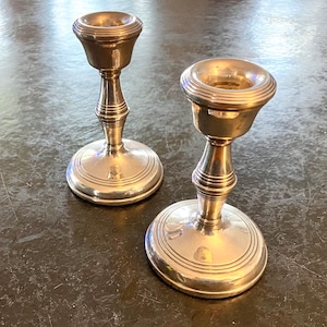 Sterling Silver Art Deco Candlestick CandleHolders, English Antique