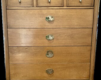 Highboy Dresser,Light Brown Mid Century Classic