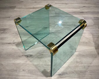 Glass Waterfall Table, Modern Likely by Leon Rosen for Pace Collection, 1960 - 1970s