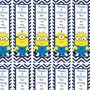 Minion Despicable me inspired idea for kids birthday Party decoration Thank you TAGS PRINTABLE Instant Download Thanks a minion favor tag