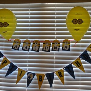 Minion Despicable me inspired idea for kids birthday Party decoration Happy Birthday Sign + CUSTOM NAME Download PRINTABLE