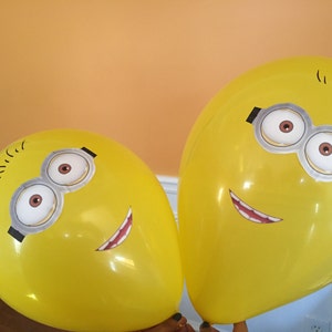 Minion Despicable me inspired idea for kids birthday Party decoration Balloon PRINTABLE Instant Download Eyes and Mouth with instructions