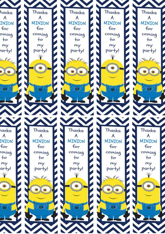 Minion Water Bottle Label Printable INSTANT DOWNLOAD Minion Birthday Minion  Printable Minion Party Minion Label (Download Now) 