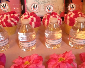 Spa Party Thema Flaschenetiketten für Kinder-Geburtstagsfeier - BEDRUCKBAR Instant Download Beauty Water Dekoration Label-Salon Ideen