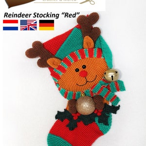 Reindeer Christmas Stocking  - Crochet Pattern