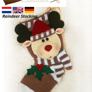 Reindeer Christmas Stocking  - Crochet Pattern