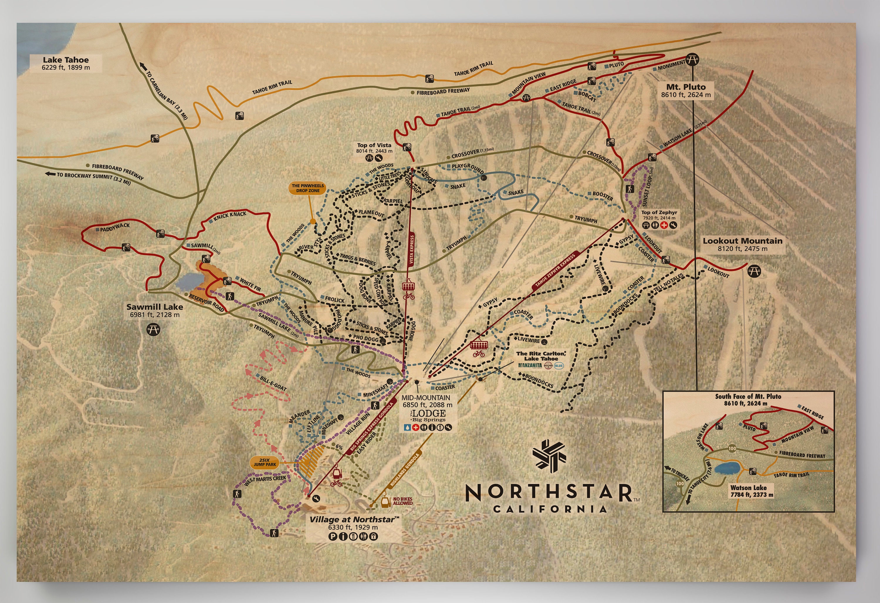 Silver Creek Snowshoe Mountain Bike Trail Map Northstar Bike Park
