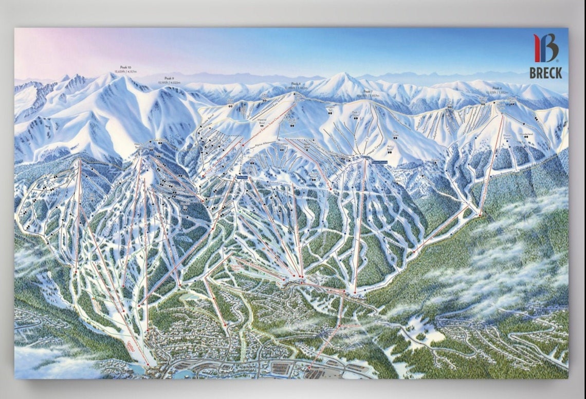 Breckenridge Resort Licensed Trail Map Large Canvas 32 Etsy