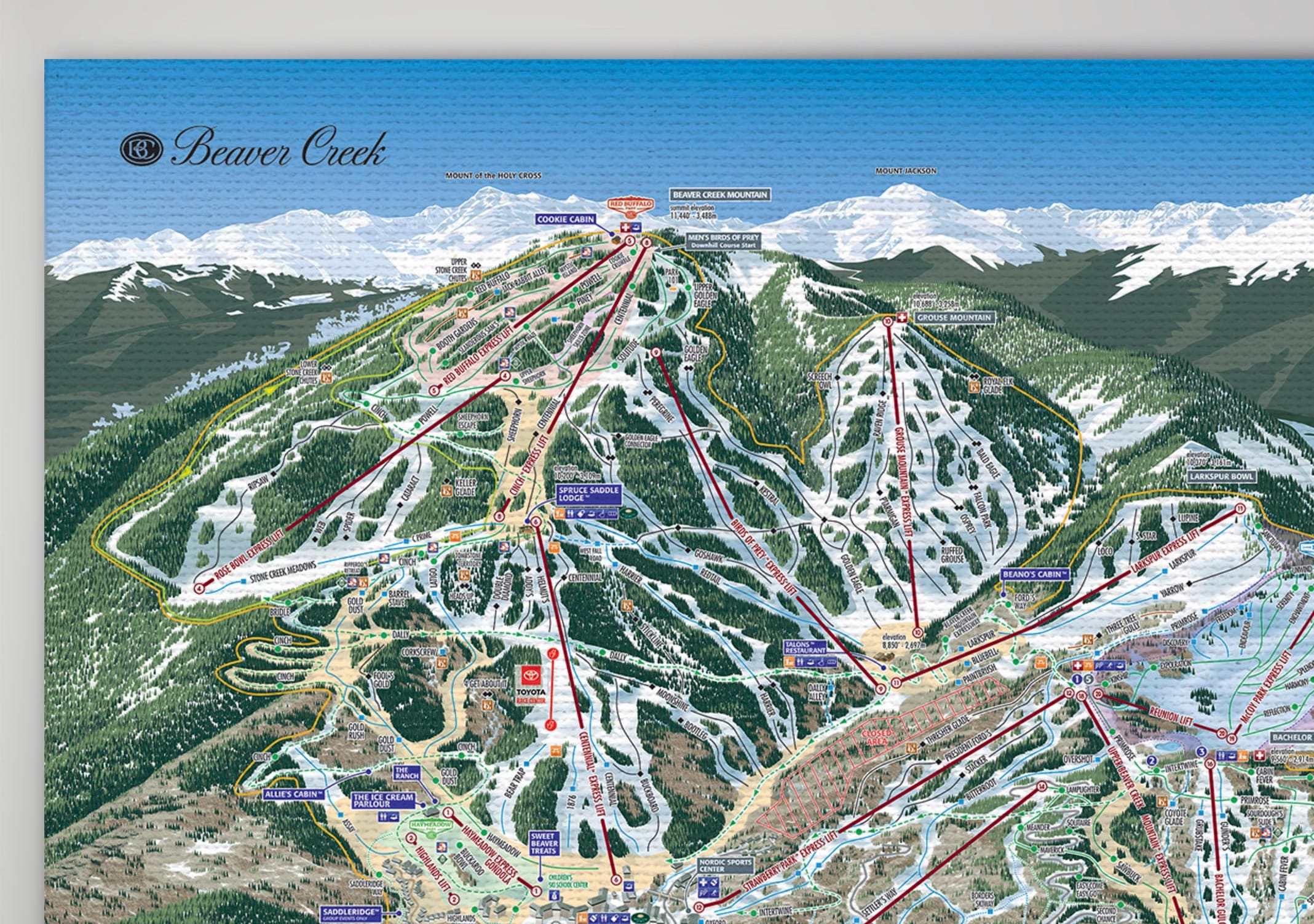 Beaver Creek Resort Licensed Trail Map Large Canvas 32 X 44 - Etsy