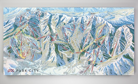 Park City Mountain Trail Map Park City Resort Licensed Trail Map Small Maple Wood Print | Etsy Australia