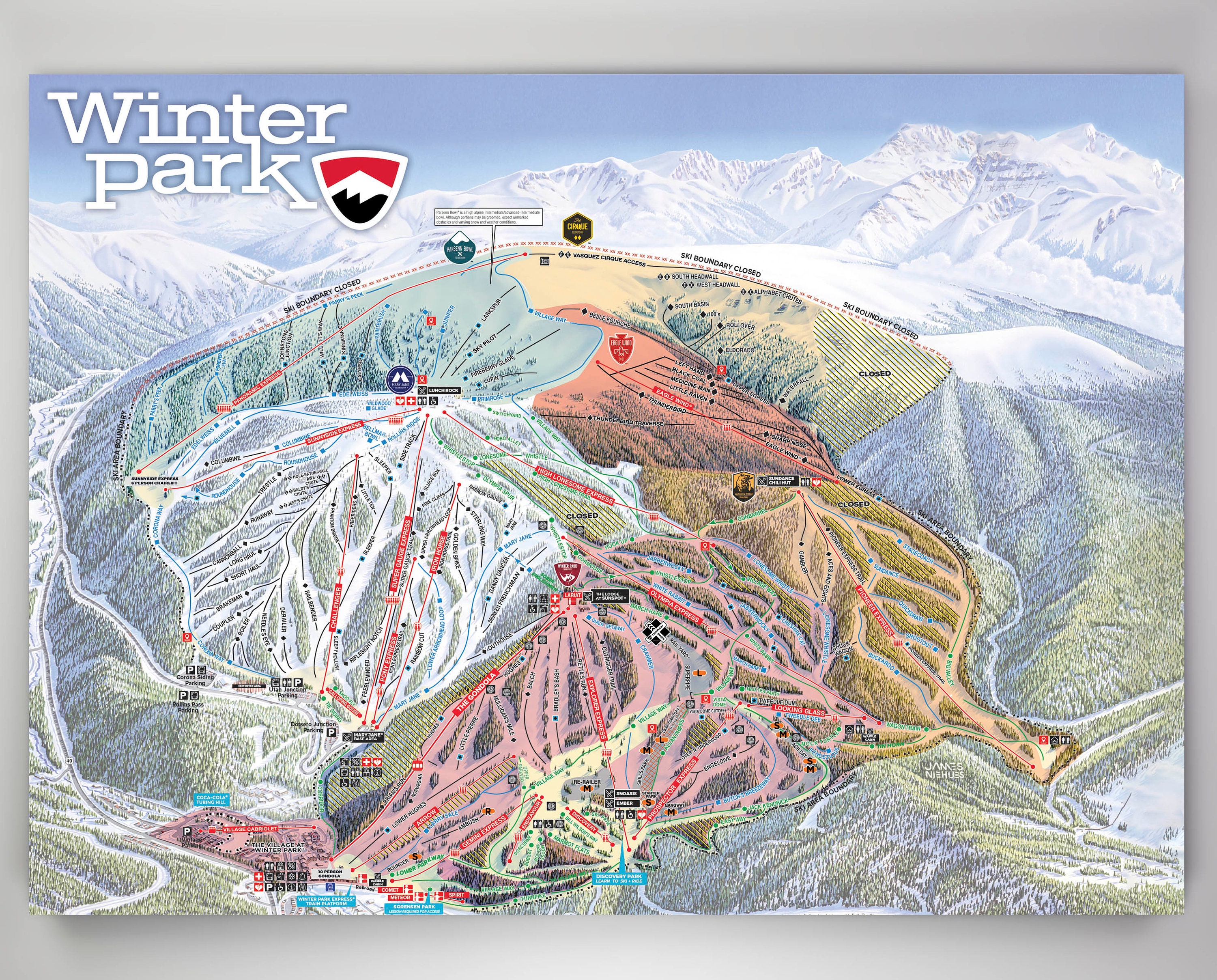 Winter Park Slope Map Winter Park Resort Licensed Wood Map Medium 22 X | Etsy Canada