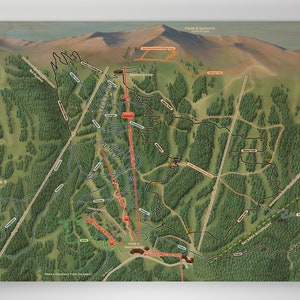 Breckenridge Summer Resort Licensed Trail Map - Large Maple Wood Print 32&quot; x 48&quot;