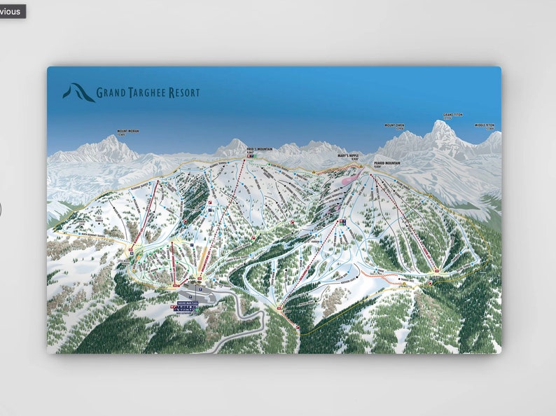 Grand Targhee Resort Licensed Trail Map Large Canvas 32 X 44 Etsy