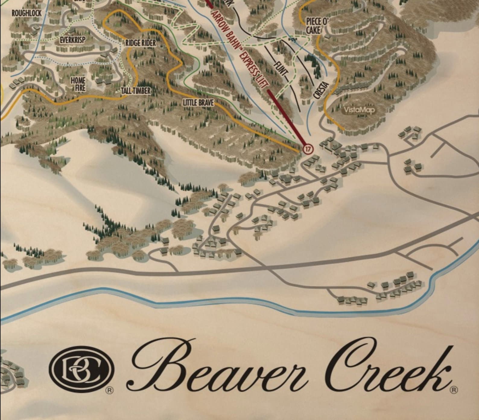 Beaver Creek Resort Licensed Trail Map Medium Maple Wood  Etsy