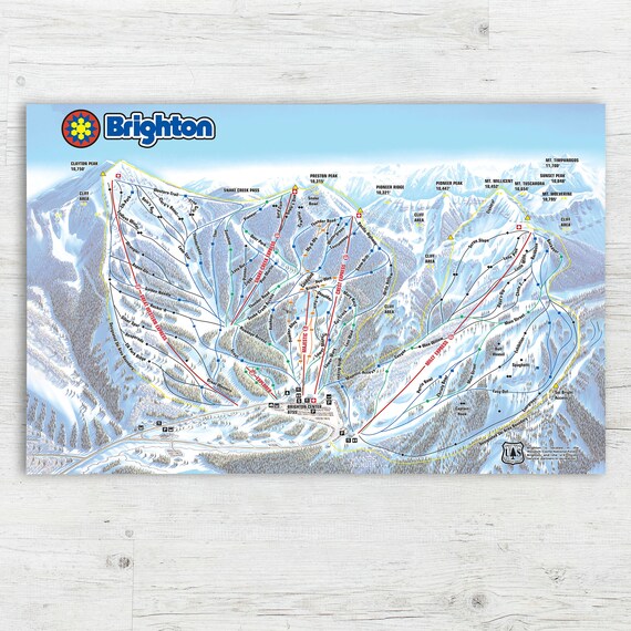 Brighton Resort Trail Map Brighton Resort Licensed Trail Map Medium Canvas 22 X - Etsy