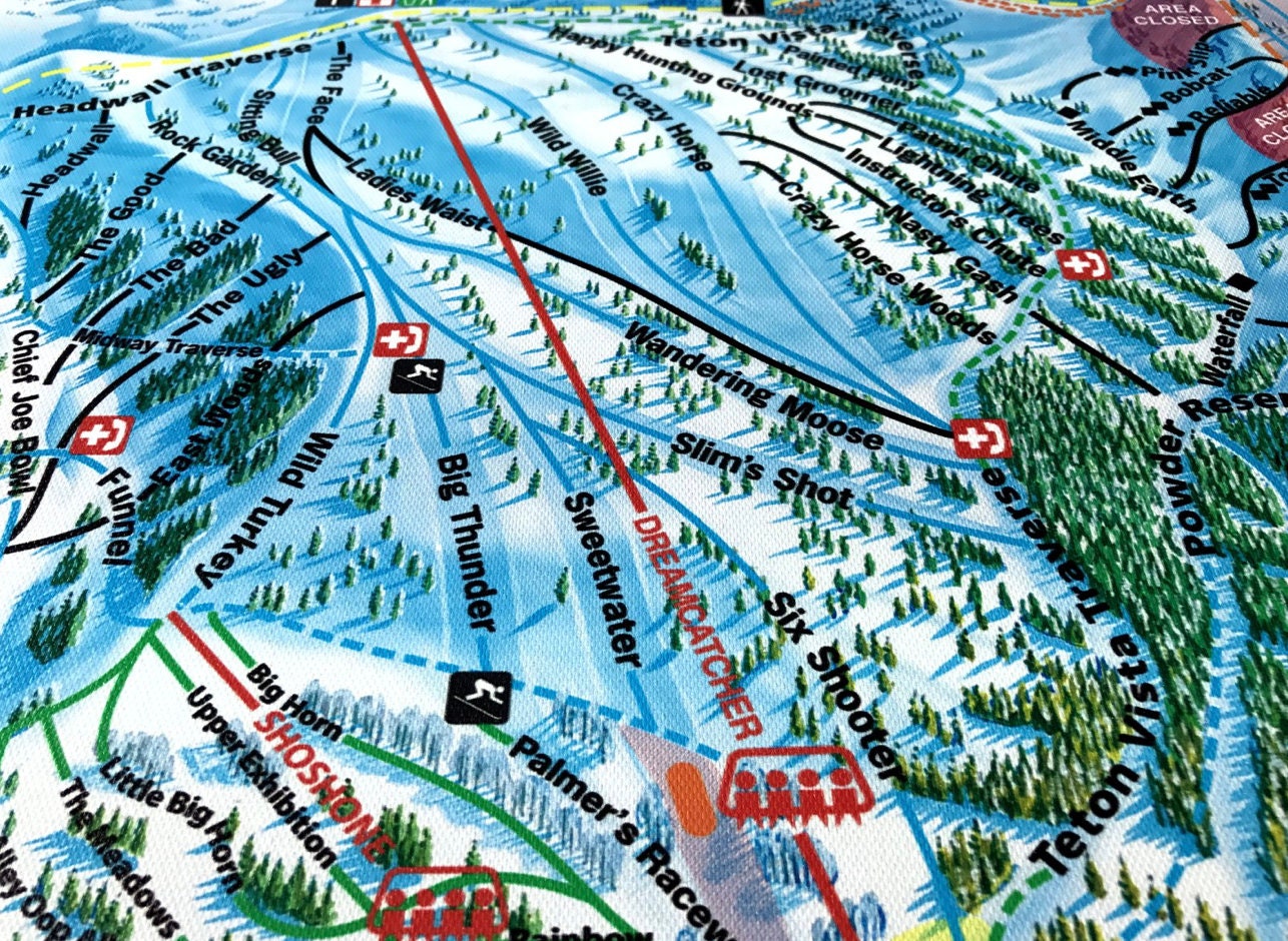 Grand Targhee Resort Licensed Trail Map Large Canvas Etsy