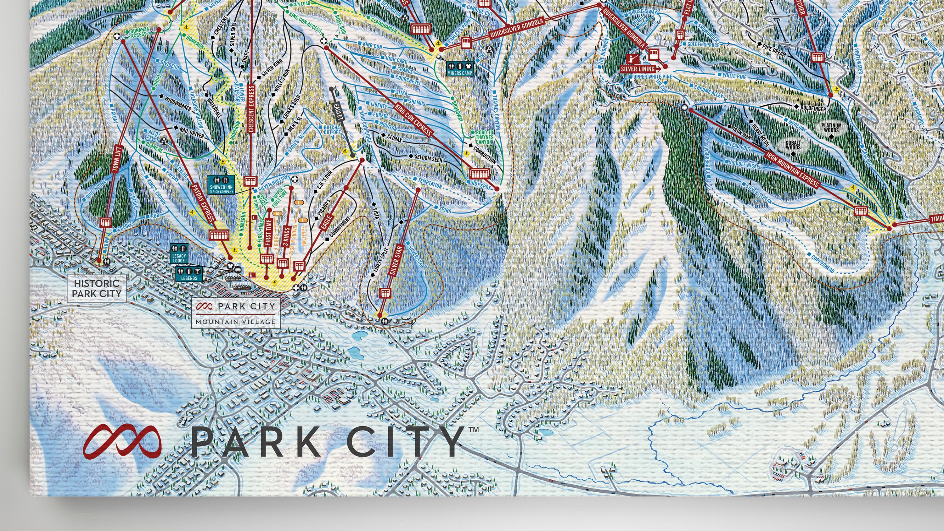 Park City Canyons Trail Map Park City Mountain Resort Licensed Trail Map Medium Canvas - Etsy Canada