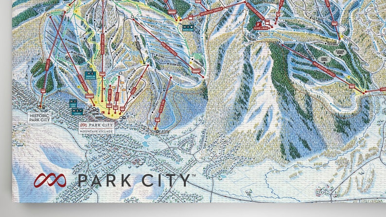 Park City Mountain Resort Licensed Trail Map Large Canvas 30 X 58 - Etsy