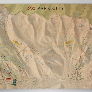 Park City Summer Resort Lizensierte Wanderkarte - Kleiner Ahorn HolzDruck 40 x 50 cm