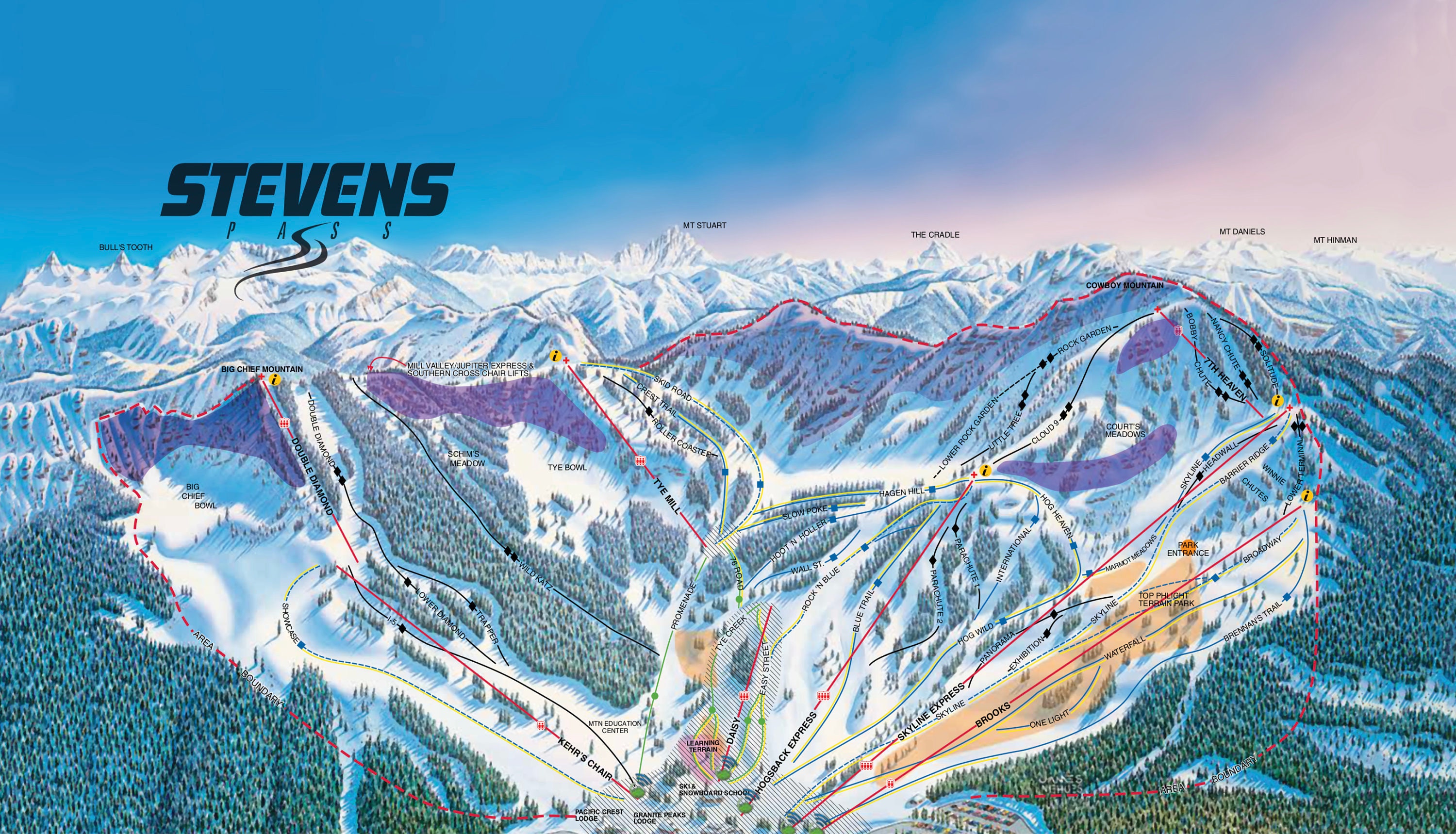 Overstock Stevens Pass Resort Trail Map Large Canvas Giclee