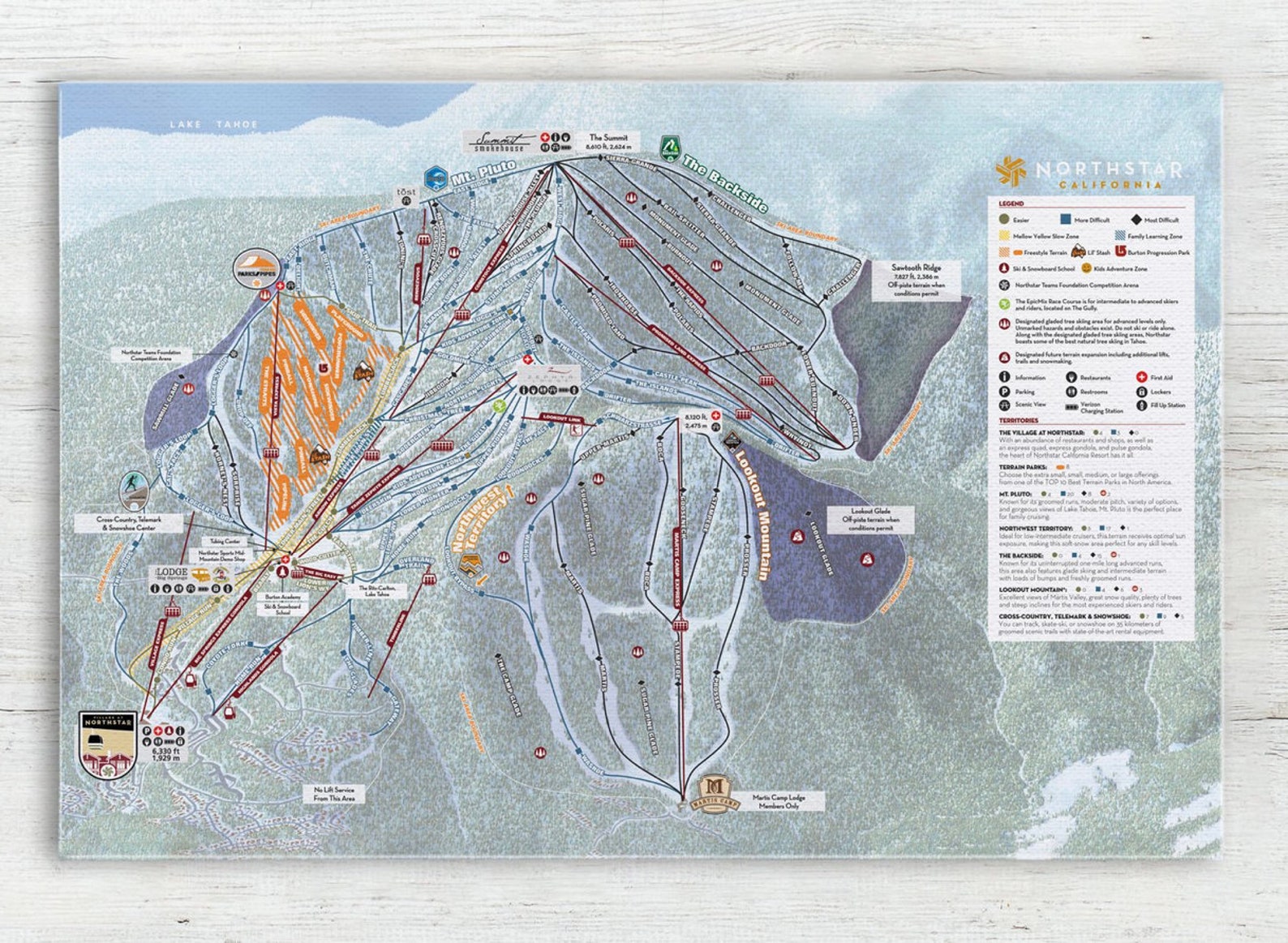 Northstar California Resort Resort Licensed Trail Map Large  Etsy