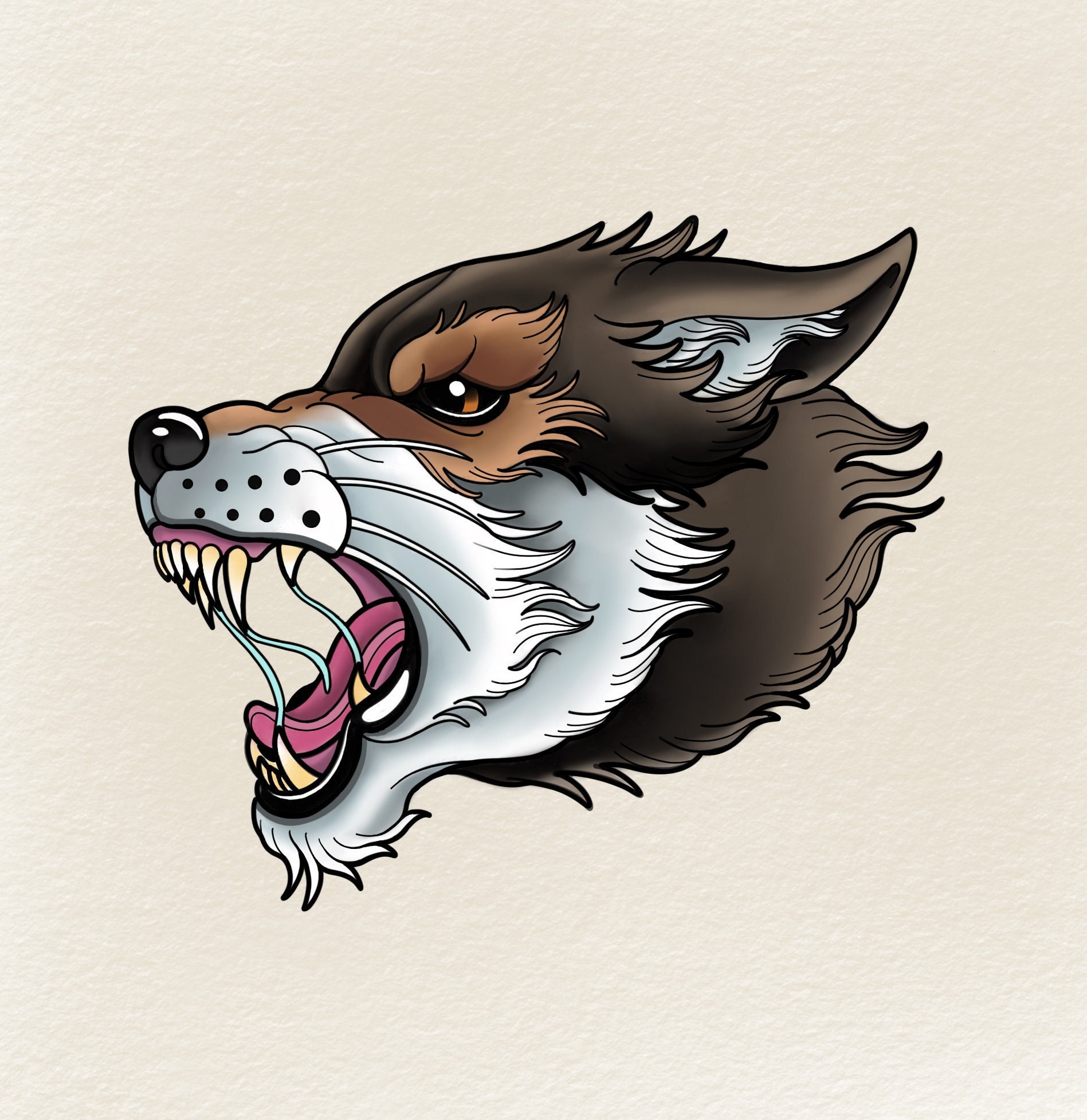 traditional wolf tattoos flash