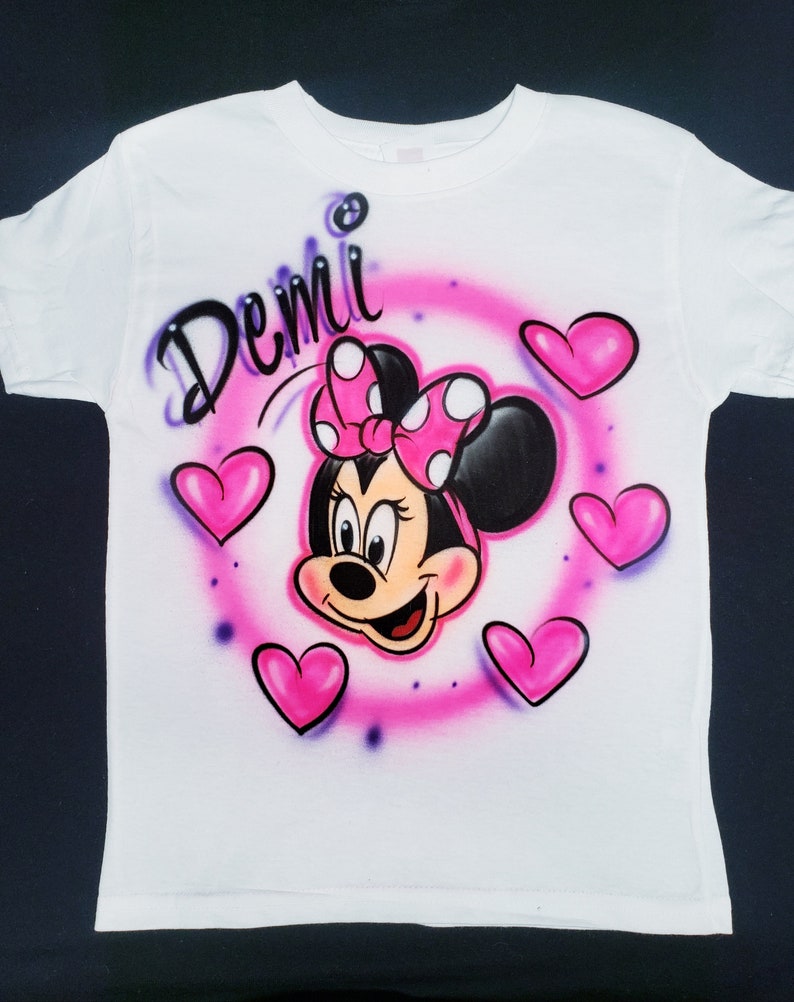 Airbrushed Minnie Mouse Personalized T-Shirt Or Hoody Sweatshirt Airbrushed Minnie Mouse Personalized T-Shirt Or Hoody Sweatshirt