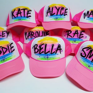 Airbrushed Any Name, Colors, Hat Trucker Snapback Personalized