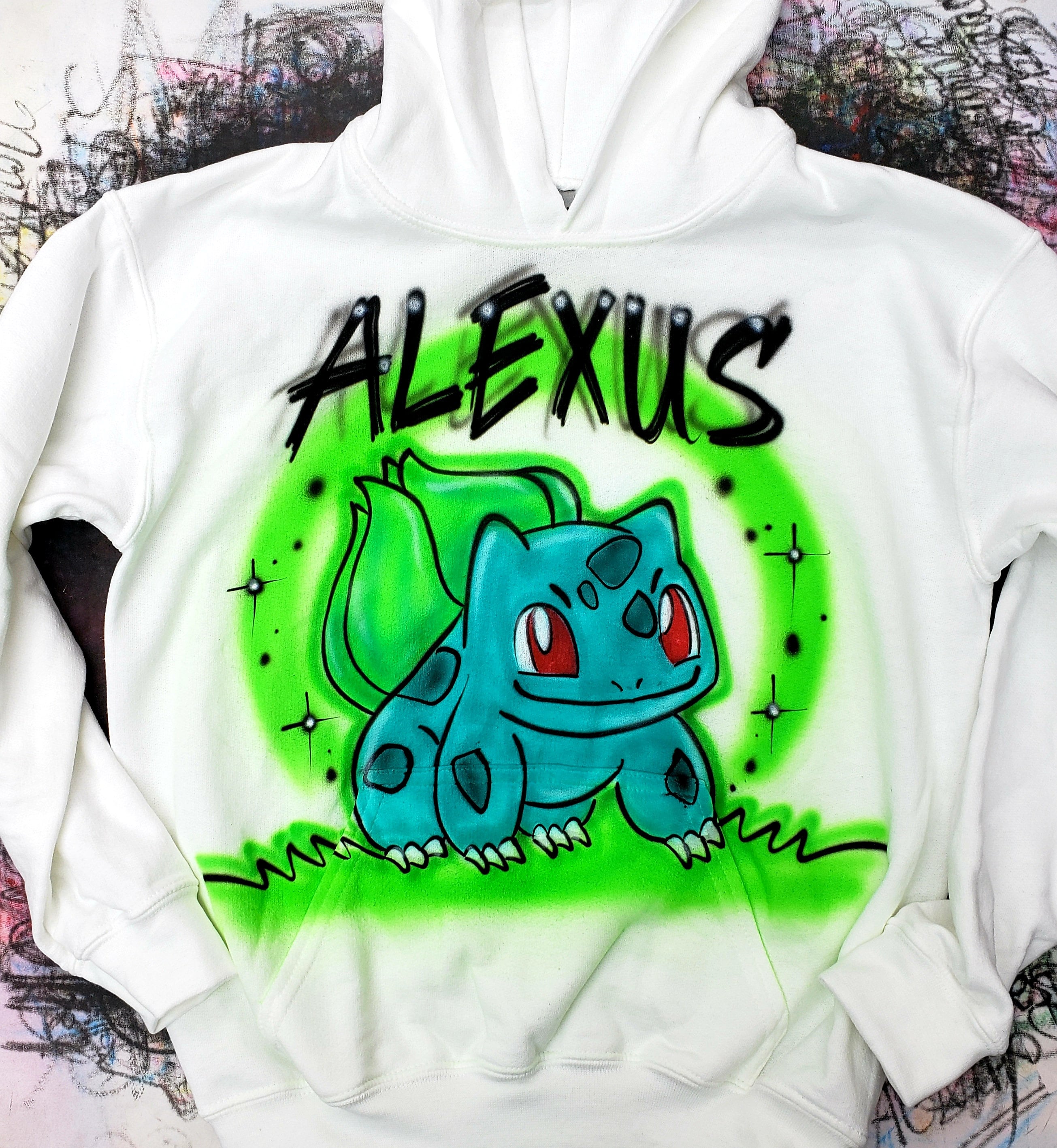 Airbrushed Pokemon Squirtle Inspired Personalized T-shirt Or Hoody Sweatshirt 