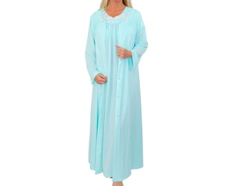 Long Peignoir with Flutter Sleeve Shadowline Nightgown and Robe Custom Set Seafoam