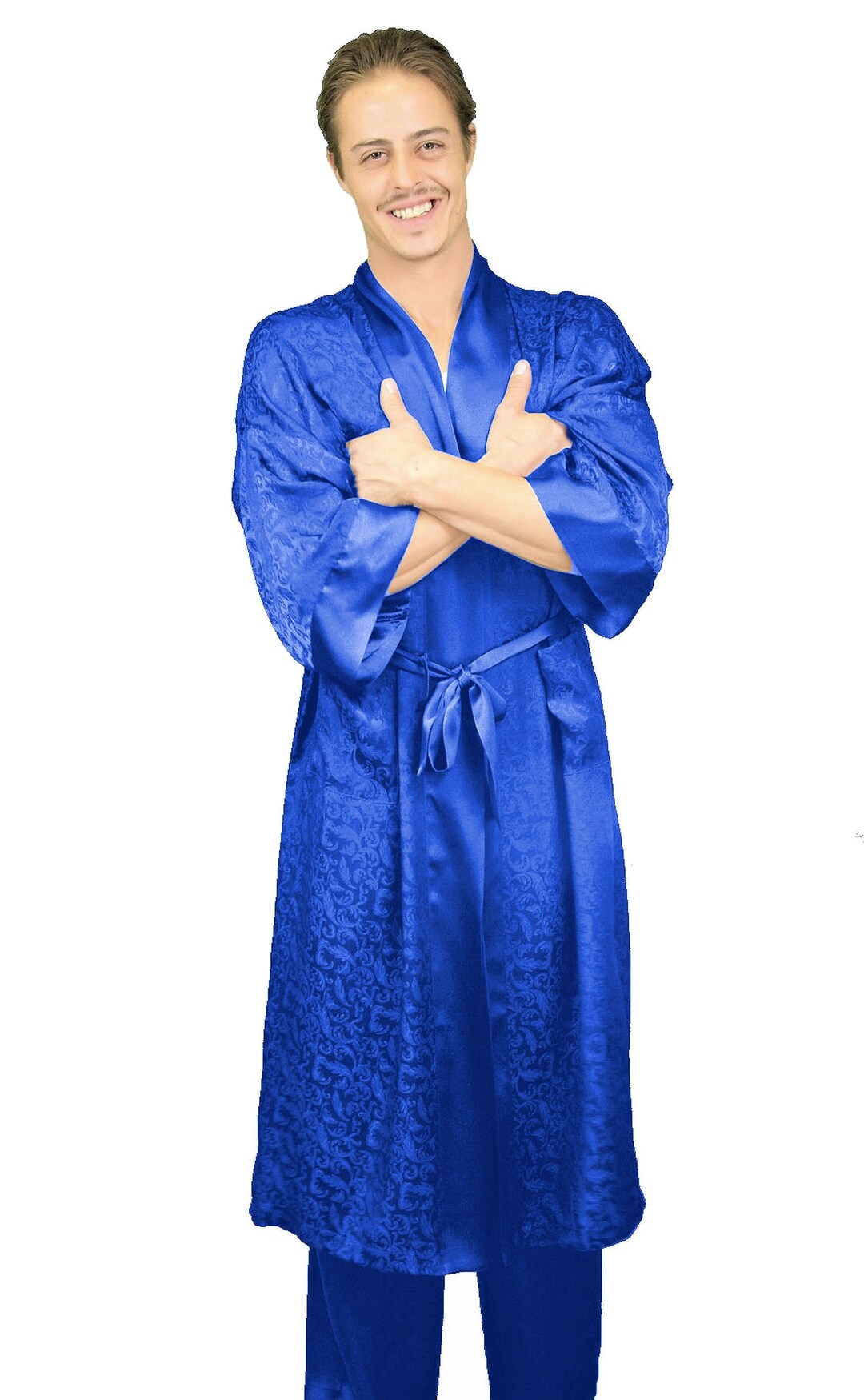 Men's Silk Bathrobe Unisex Long Robe Pure Natural Mulberry Silk Kimono