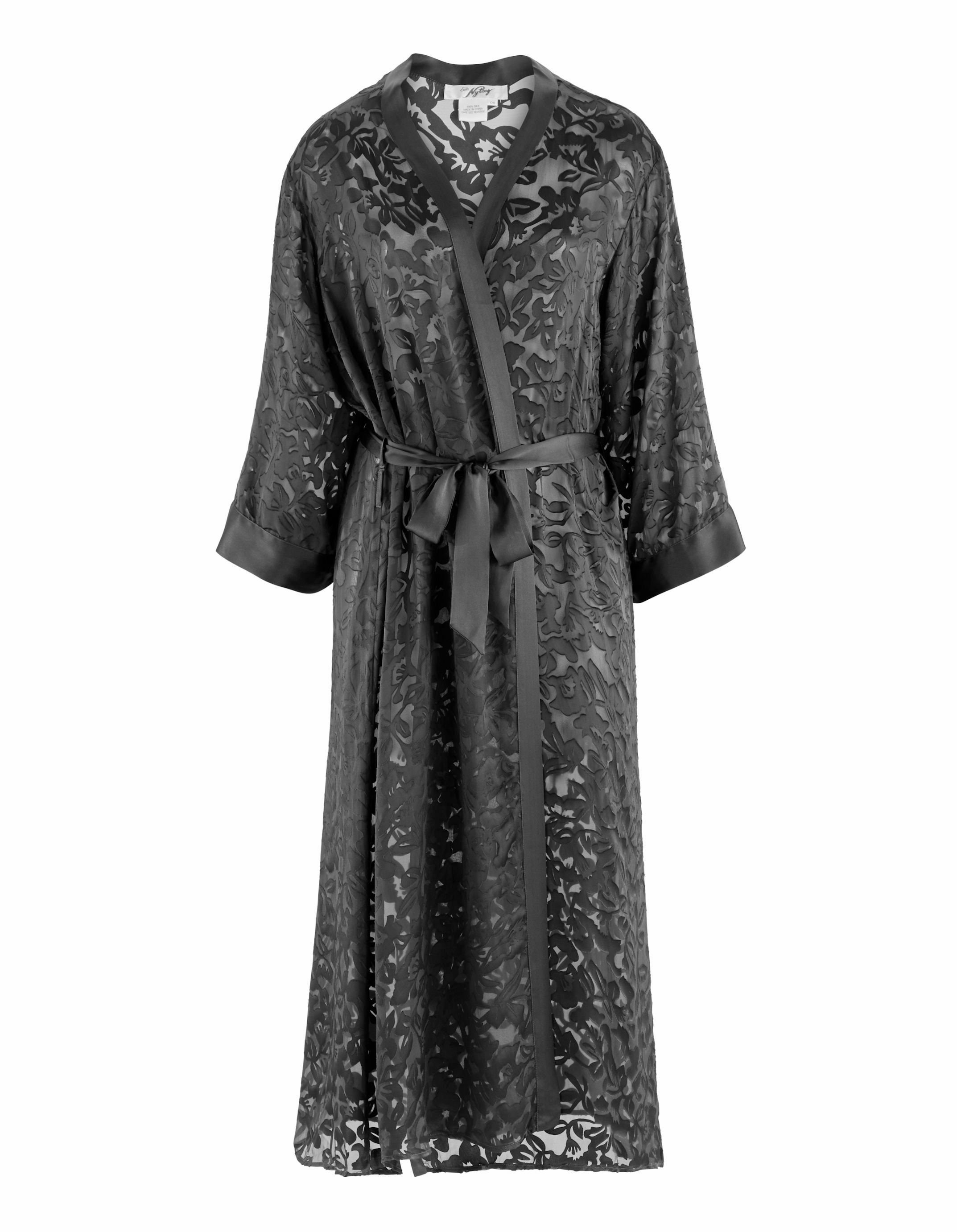 Silk Burnout Peignoir Set Long Nightgown and Kimono Robe 2 - Etsy