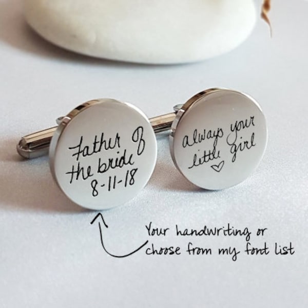 Personalized Cuff links, Father of the Bride Gift for Dad Best Man Cufflinks Custom Groomsman Gift wedding gift boyfriend husband gift