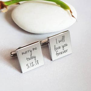 Personalized Cuff Links, Handwriting CuffLinks, Christmas Gift for Dad Husband, Custom Groom Cufflink Wedding Cuff links father bride image 3