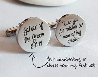 Personalized Cuff links, Father of the Groom cuff inks for Dad wedding Cufflinks Custom Groom Gift, engrave cufflinks, Cuff links for groom