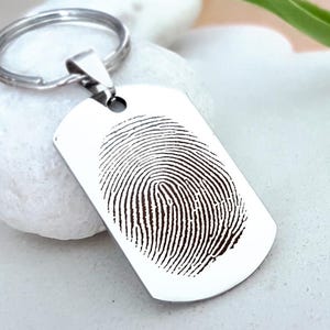 Personalised Finger Print Engraving Army military tag - Custom Keychain -dog tag -Gift for Him - custom keychain gift for him M1