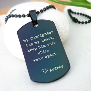 Firefighter Gift Fireman Gift Firefighter key chain necklace Fire Wife military dog tags boyfriend gift hero dad gift M15